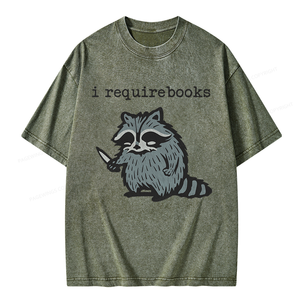 Pagewings I Require Books Unisex Washed T-shirt