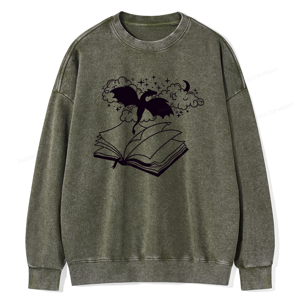 Pagewings Dragon Book Unisex Tee Unisex Washed Sweatshirt
