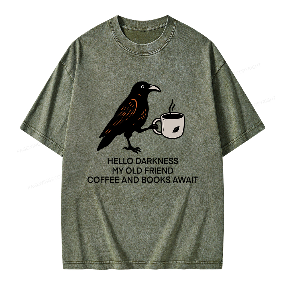Pagewings Coffee And Books Await Unisex Washed T-shirt