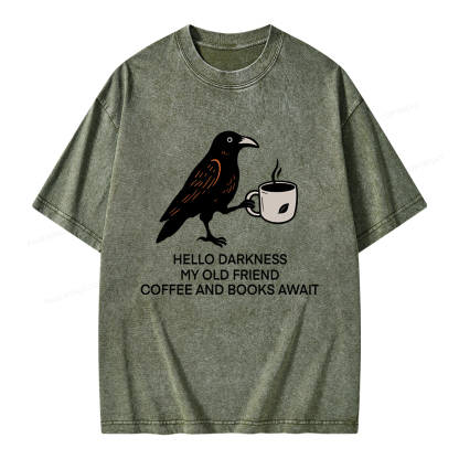 Pagewings Coffee And Books Await Unisex Washed T-shirt