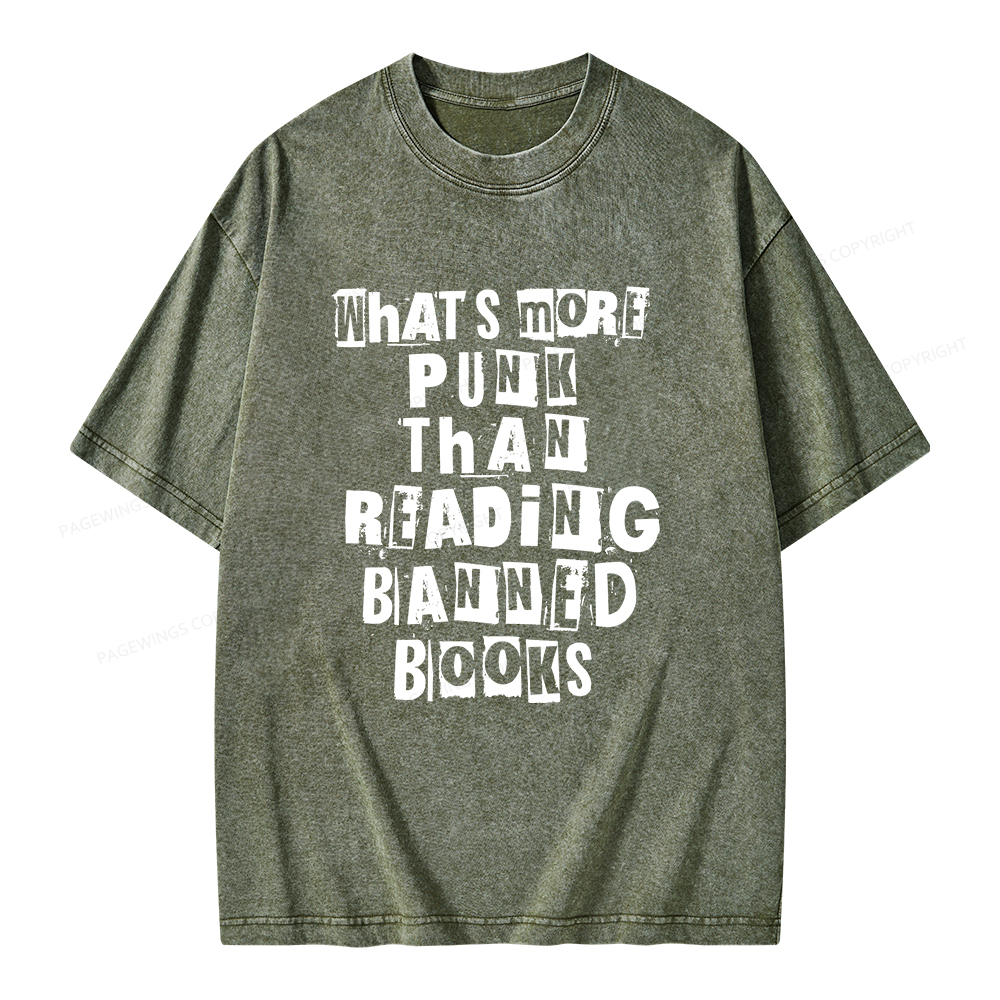 Pagewings What’s More Punk Than Reading Banned Books Unisex Washed T-shirt