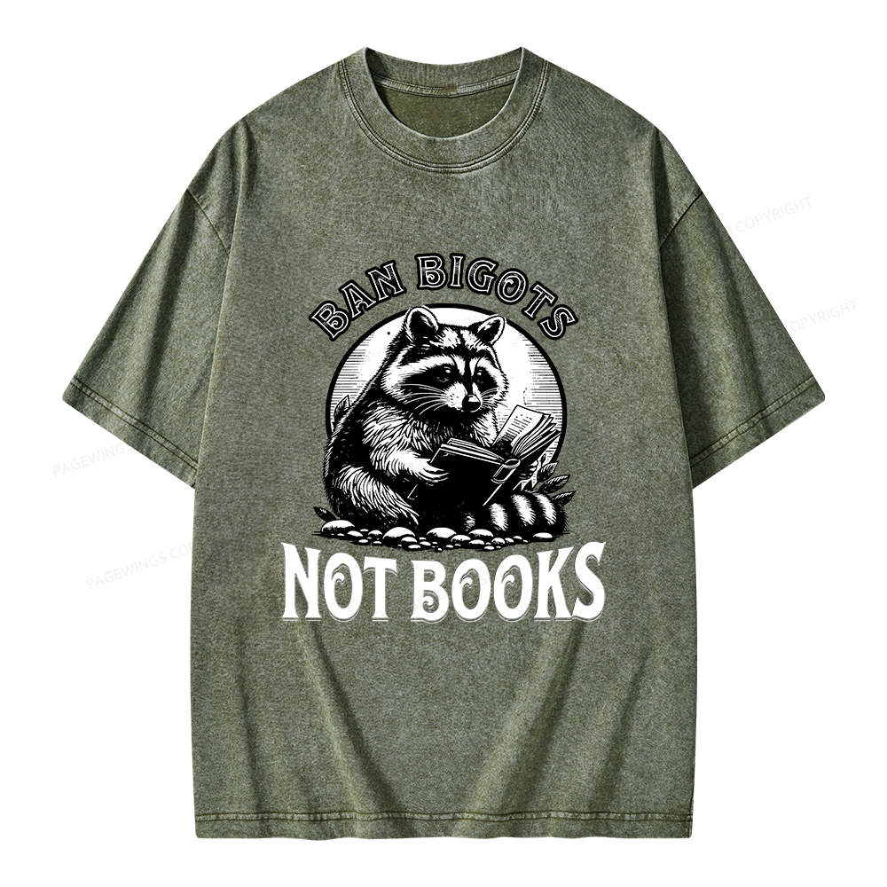 Pagewings Ban Bigots Not Books Unisex Washed T-shirt