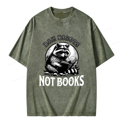 Pagewings Ban Bigots Not Books Unisex Washed T-shirt