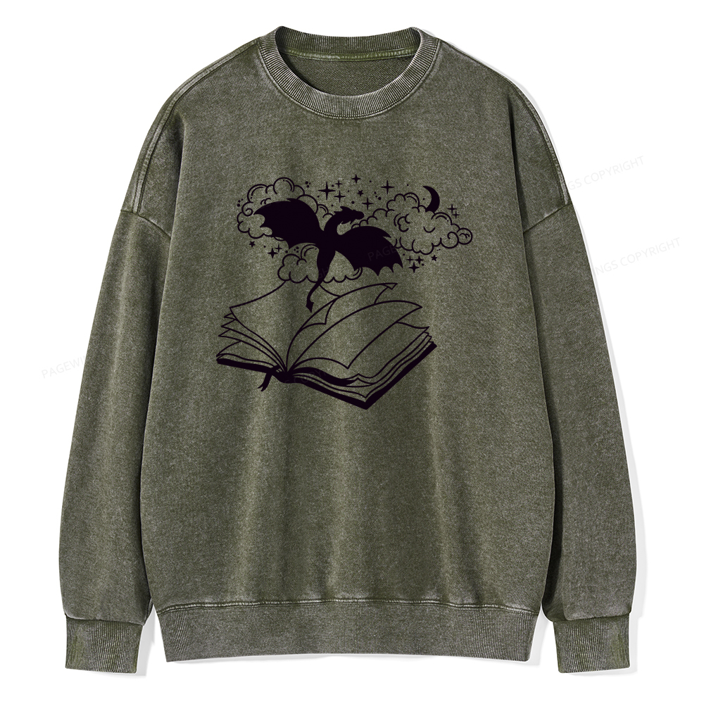 Pagewings Dragon Book Unisex Tee Unisex Washed Sweatshirt