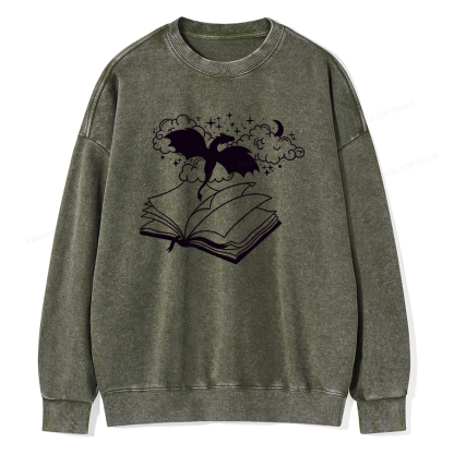Pagewings Dragon Book Unisex Tee Unisex Washed Sweatshirt