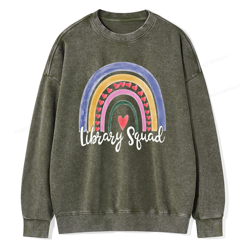 Pagewings Librarian Tee, Library Team Tee, Library Squad Shirt Unisex Washed Sweatshirt
