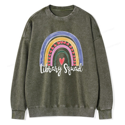 Pagewings Librarian Tee, Library Team Tee, Library Squad Shirt Unisex Washed Sweatshirt