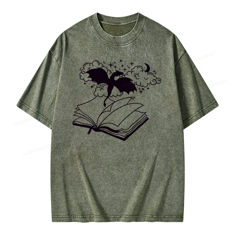 Pagewings Dragon Book Unisex Tee Unisex Washed T-shirt