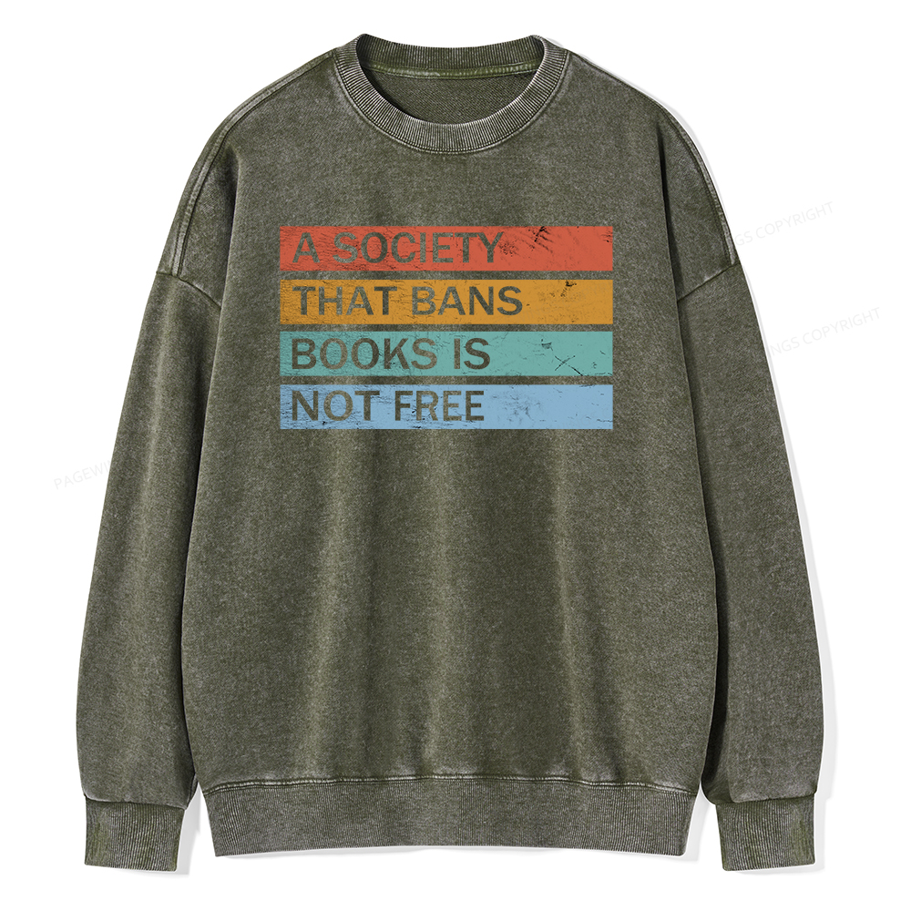 Pagewings Banned Books Shirt, Read Banned Books Unisex Washed Sweatshirt