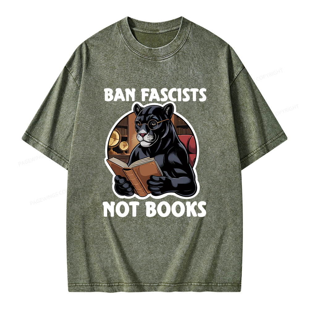 Pagewings Ban Fascists Not Books Unisex Washed T-shirt