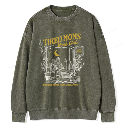 Pagewings Tired Moms Book Club Unisex Washed Sweatshirt