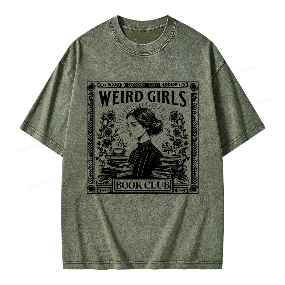 Pagewings Weird Girls Book Club Unisex Washed T-shirt