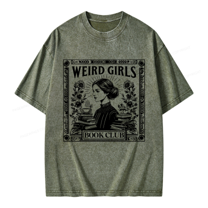 Pagewings Weird Girls Book Club Unisex Washed T-shirt