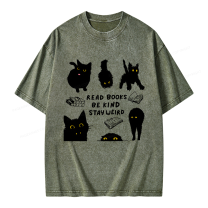 Pagewings Read Books Be Kind Stay Weird Unisex Washed T-shirt