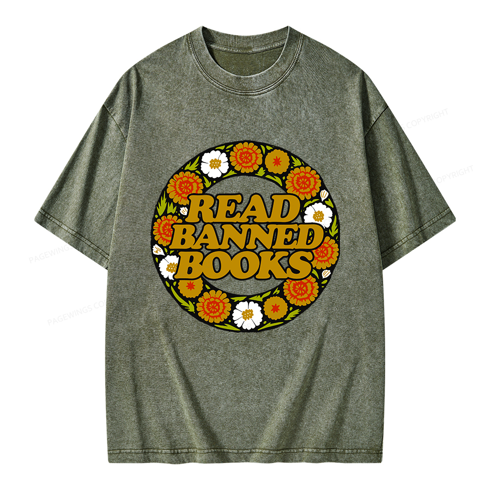 Pagewings Read Banned Books Unisex Washed T-shirt
