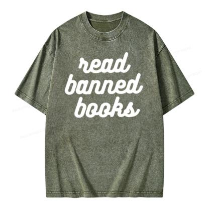 Pagewings Read Banned Books Unisex Tee Unisex Washed T-shirt