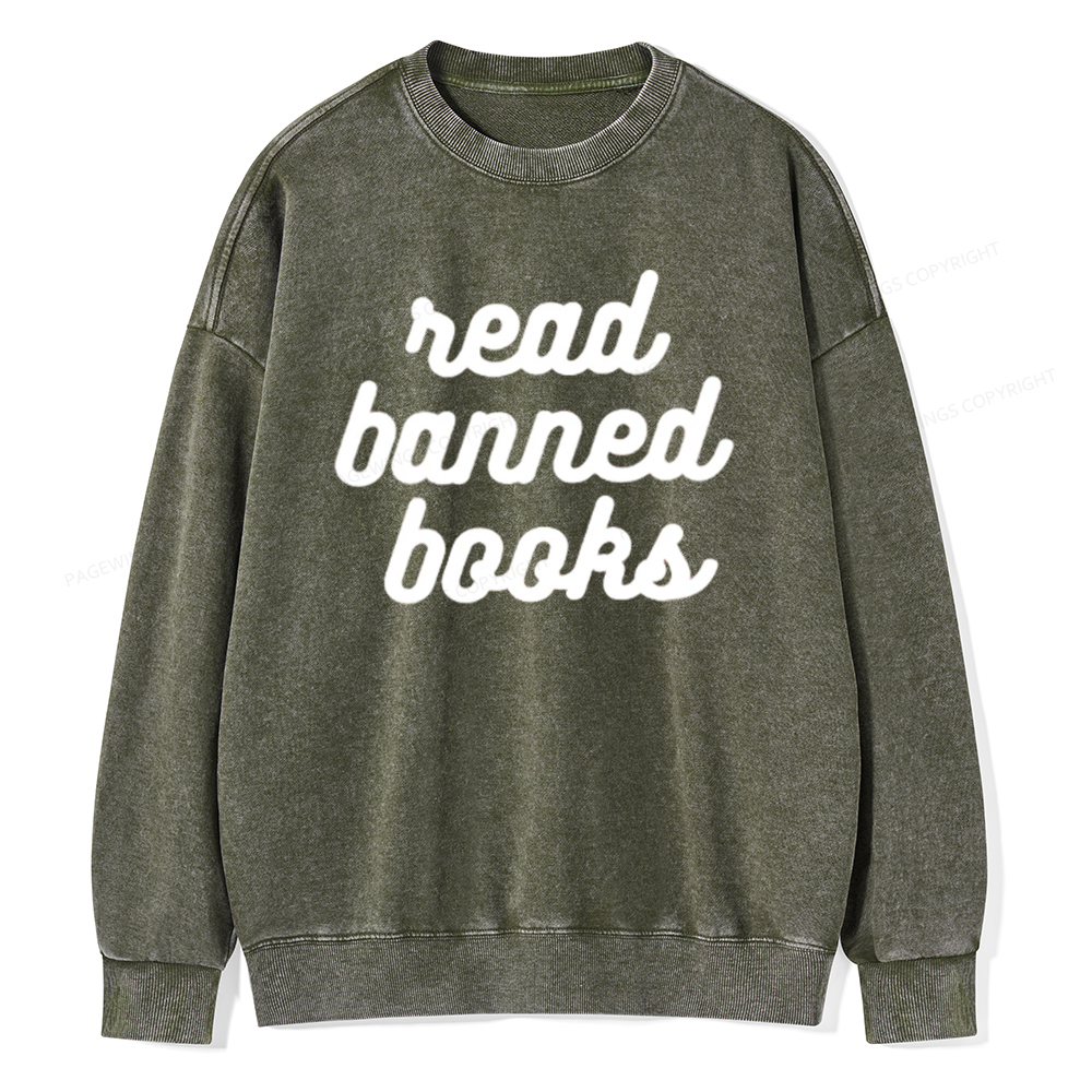 Pagewings Read Banned Books Unisex Tee Unisex Washed Sweatshirt