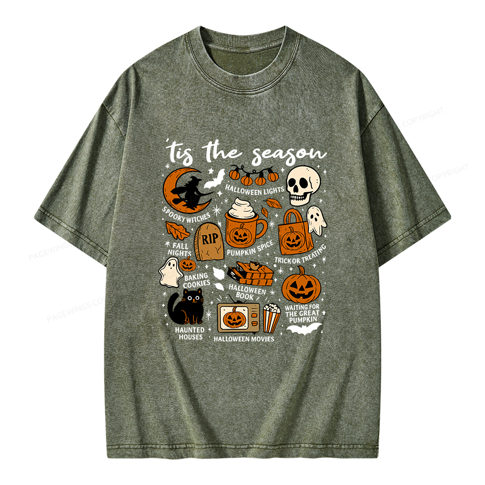 Pagewings Halloween Tis The Season Unisex Washed T-shirt