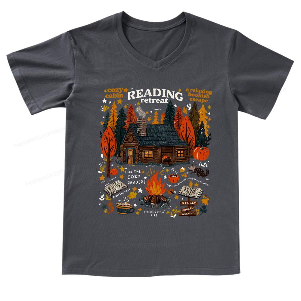 Pagewings Reading Retreat V-neck T-shirt