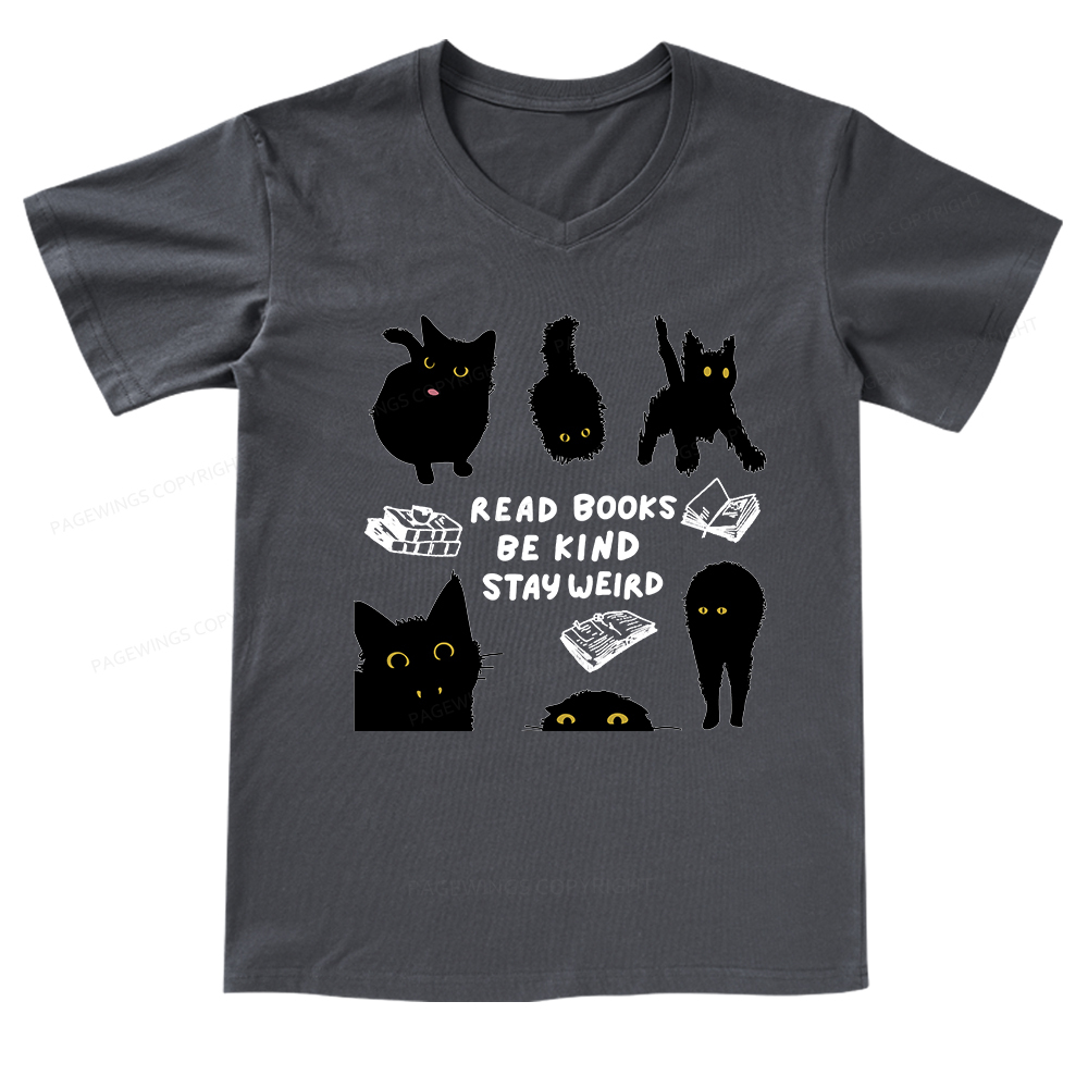 Pagewings Read Books Be Kind Stay Weird V-neck T-shirt