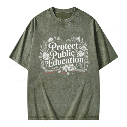 Pagewings Protect Public Education Unisex Washed T-shirt