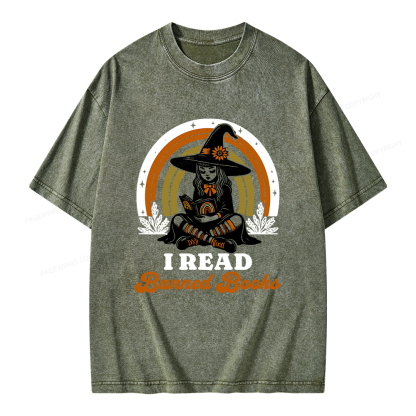 Pagewings I Read Banned Books Unisex Washed T-shirt