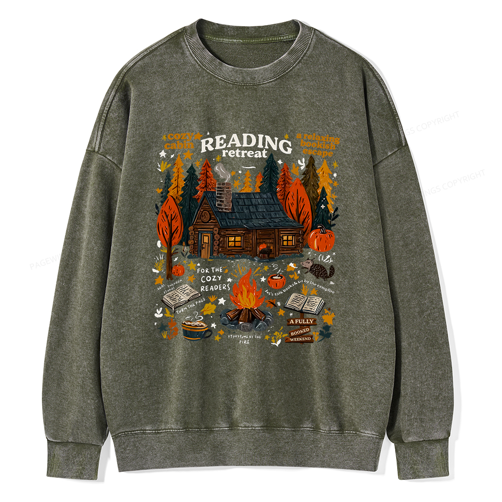 Pagewings Reading Retreat Unisex Washed Sweatshirt
