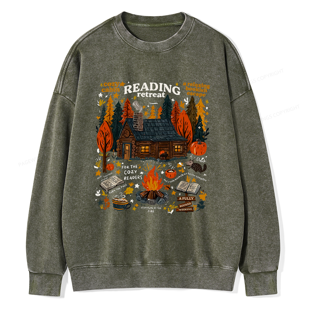 Pagewings Reading Retreat Unisex Washed Sweatshirt