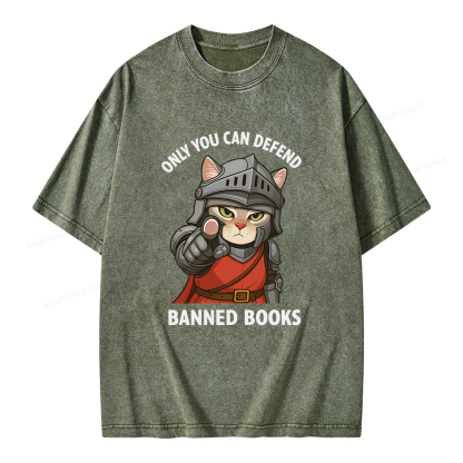 Pagewings Only You Can Defend Banned Books Unisex Washed T-shirt