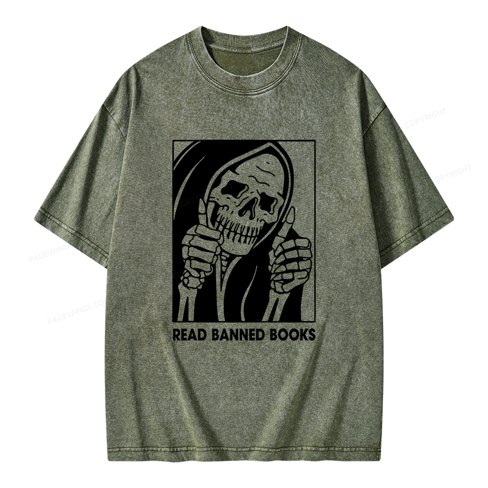 Pagewings Read Banned Books Unisex Washed T-shirt