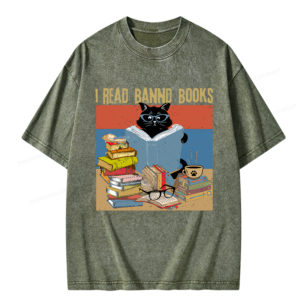 Pagewings  I Read Banned Books Unisex Washed T-shirt