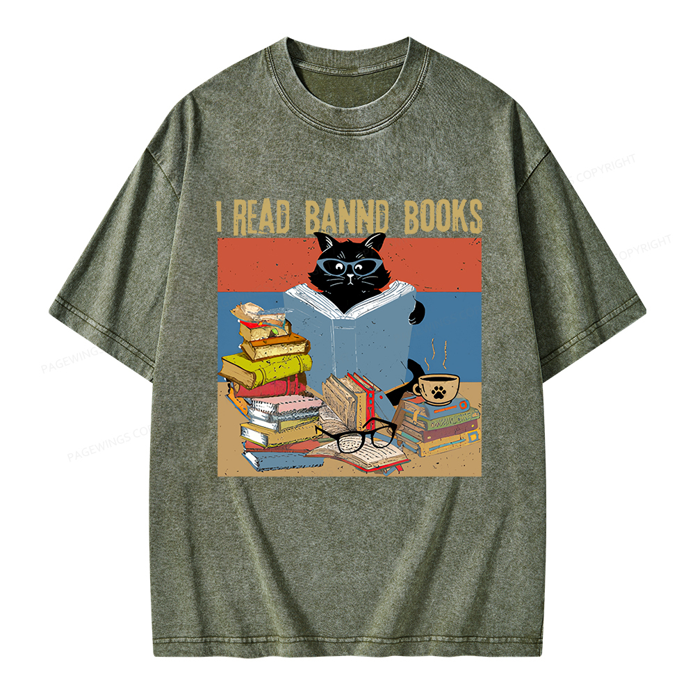 Pagewings  I Read Banned Books Unisex Washed T-shirt