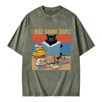 Pagewings  I Read Banned Books Unisex Washed T-shirt