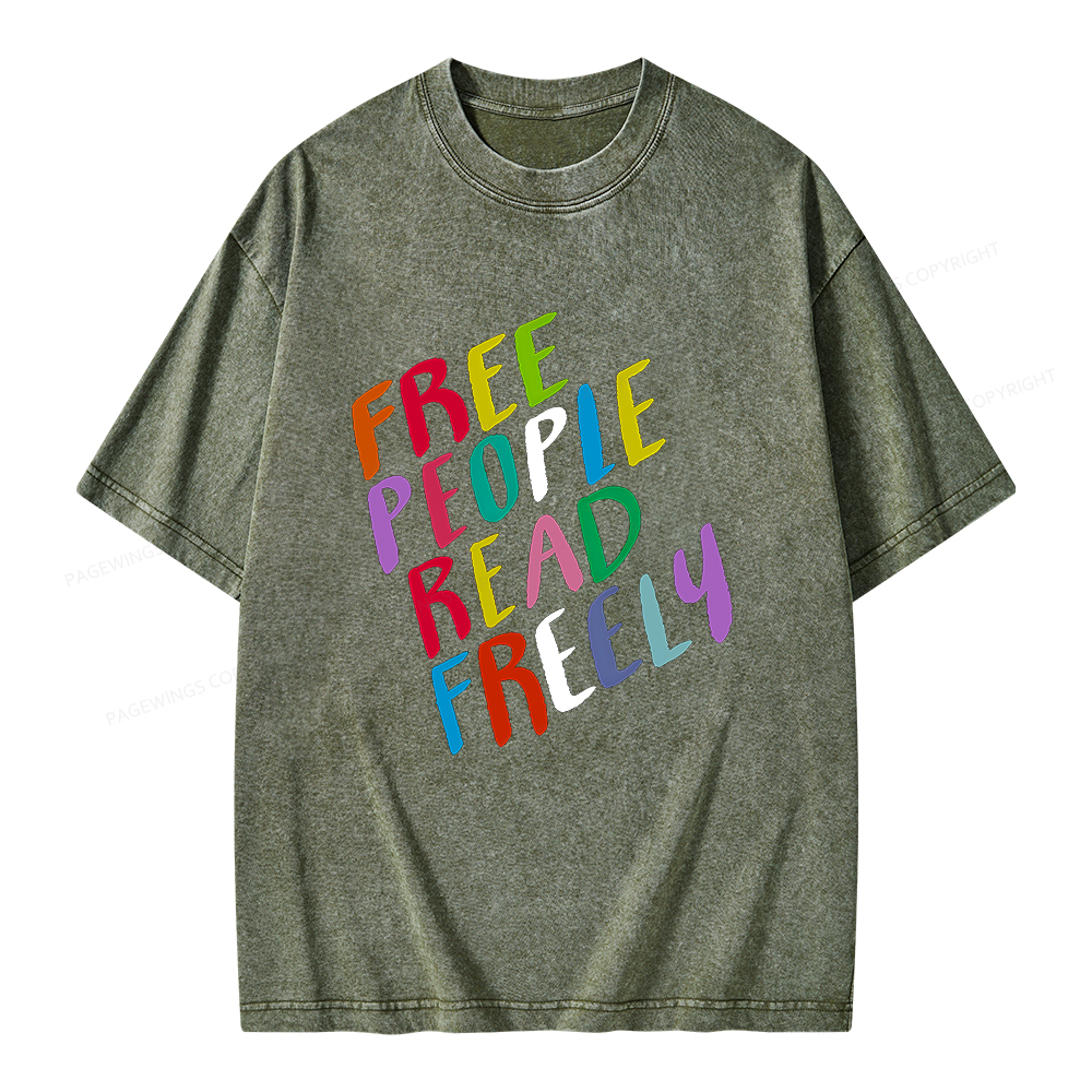 Pagewings Free People Read Freely Unisex Washed T-shirt