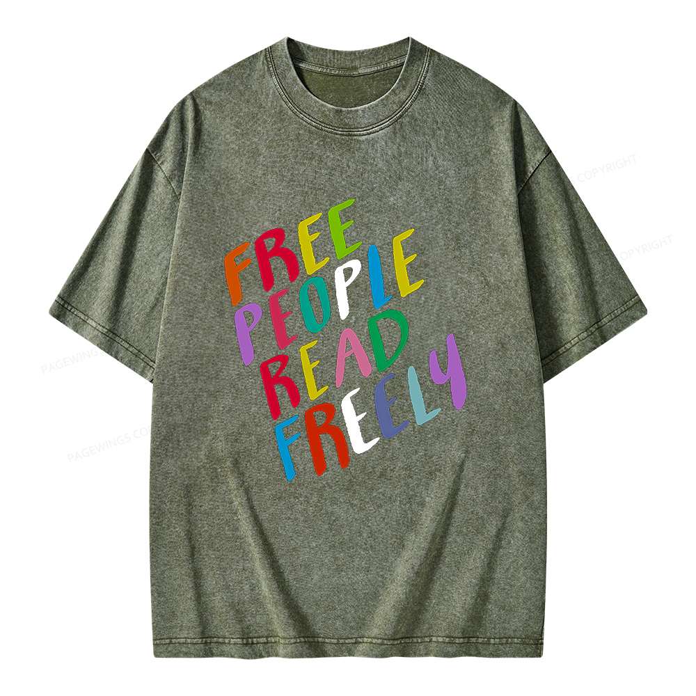 Pagewings Free People Read Freely Unisex Washed T-shirt