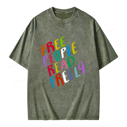 Pagewings Free People Read Freely Unisex Washed T-shirt