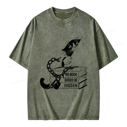 Pagewings No Book Should Be Hidden Unisex Washed T-shirt