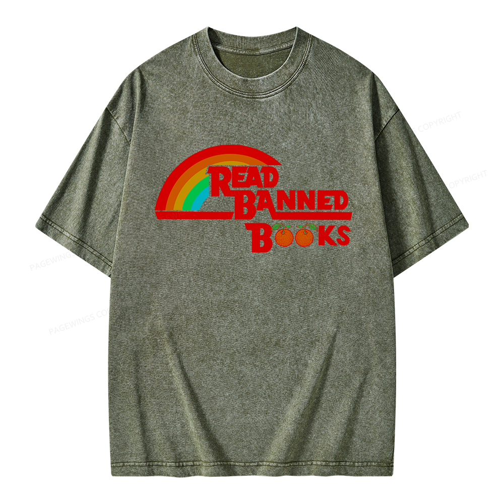 Pagewings Read Banned Books Unisex Washed T-shirt