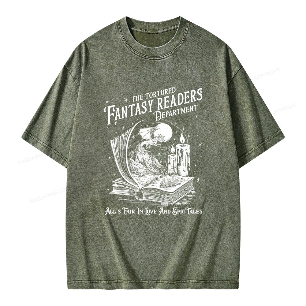 Pagewings The Tortured Fantasy Readers Department Unisex Washed T-shirt