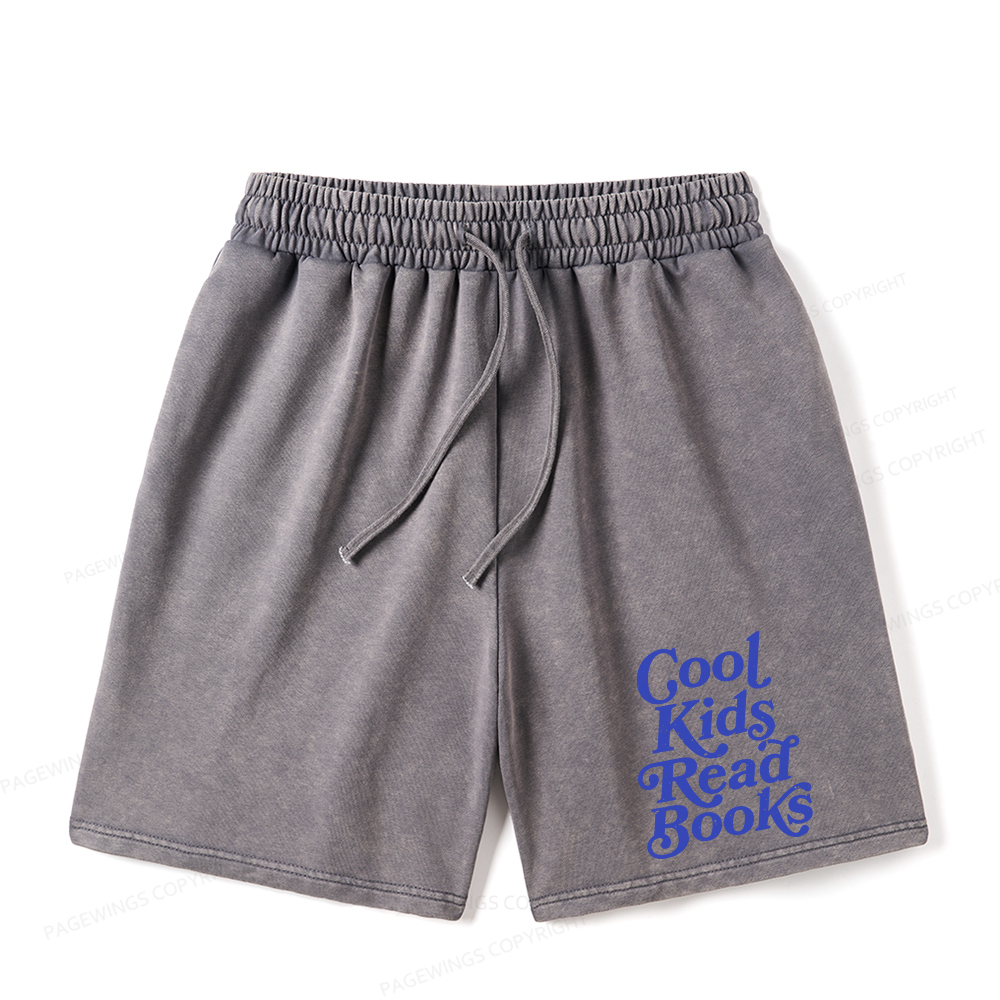 Pagewings Cool Kids Read Books Unisex Washed Shorts