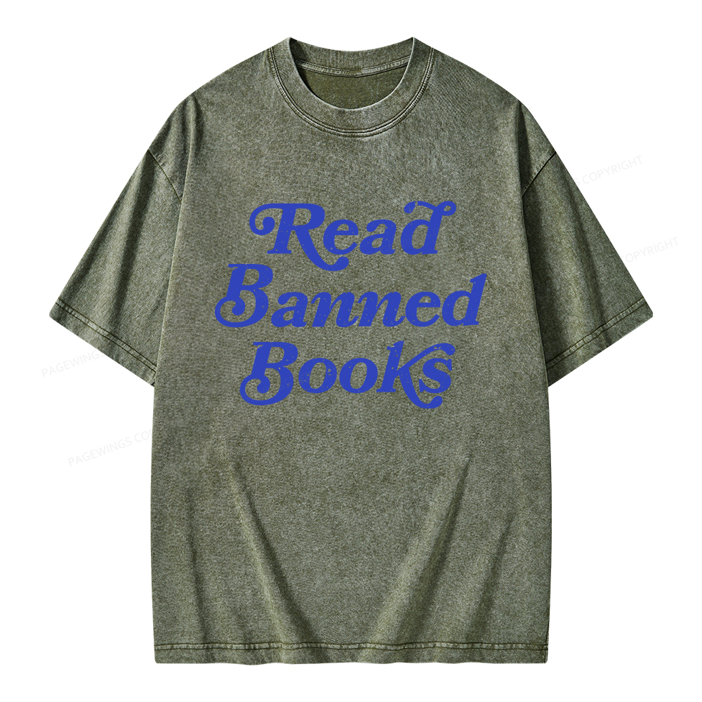 Pagewings Read Banned Books Unisex Washed T-shirt