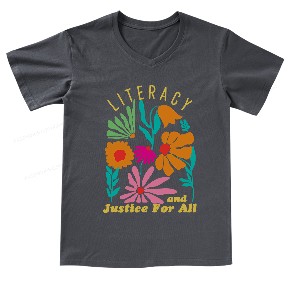 Pagewings Literacy And Justice V-neck T-shirt