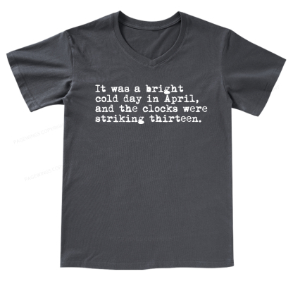 Pagewings Orwell It Was A Bright Cold Day In April  V-neck T-shirt