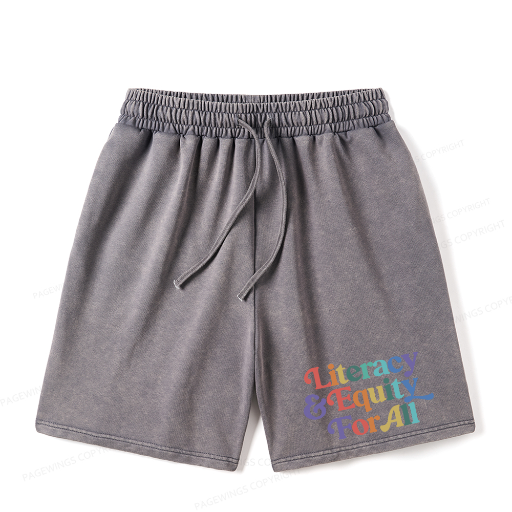 Pagewings Literacy & Equity For All Unisex Washed Shorts