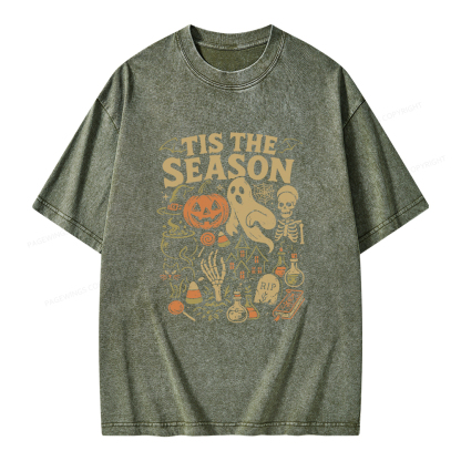 Pagewings Tis The Season Halloween Unisex Washed T-shirt