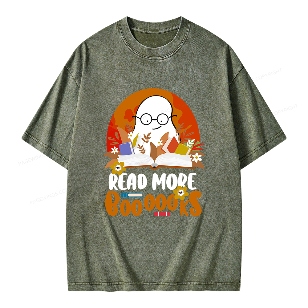 Pagewings Read More Books Halloween Unisex Washed T-shirt
