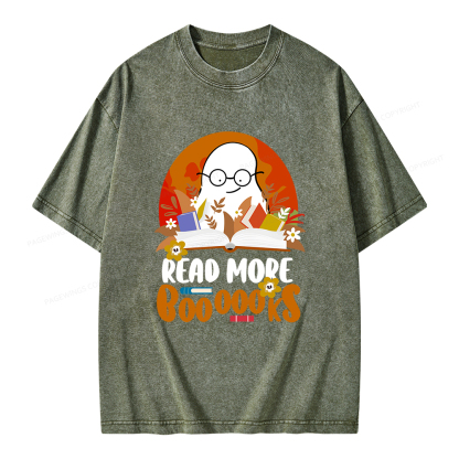 Pagewings Read More Books Halloween Unisex Washed T-shirt