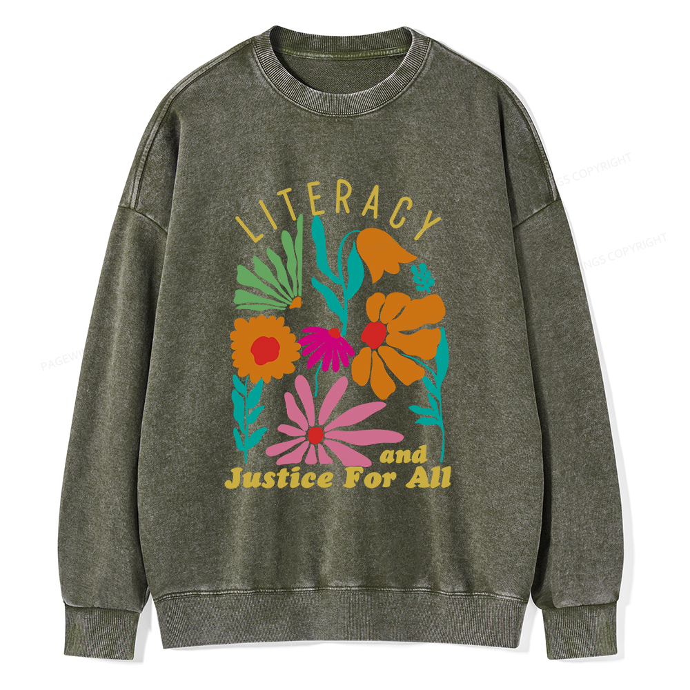 Pagewings Literacy And Justice Unisex Washed Sweatshirt