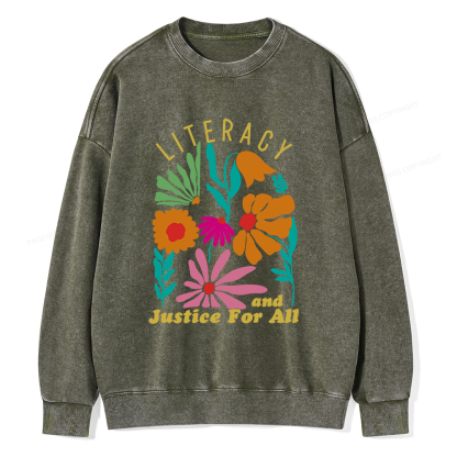 Pagewings Literacy And Justice Unisex Washed Sweatshirt