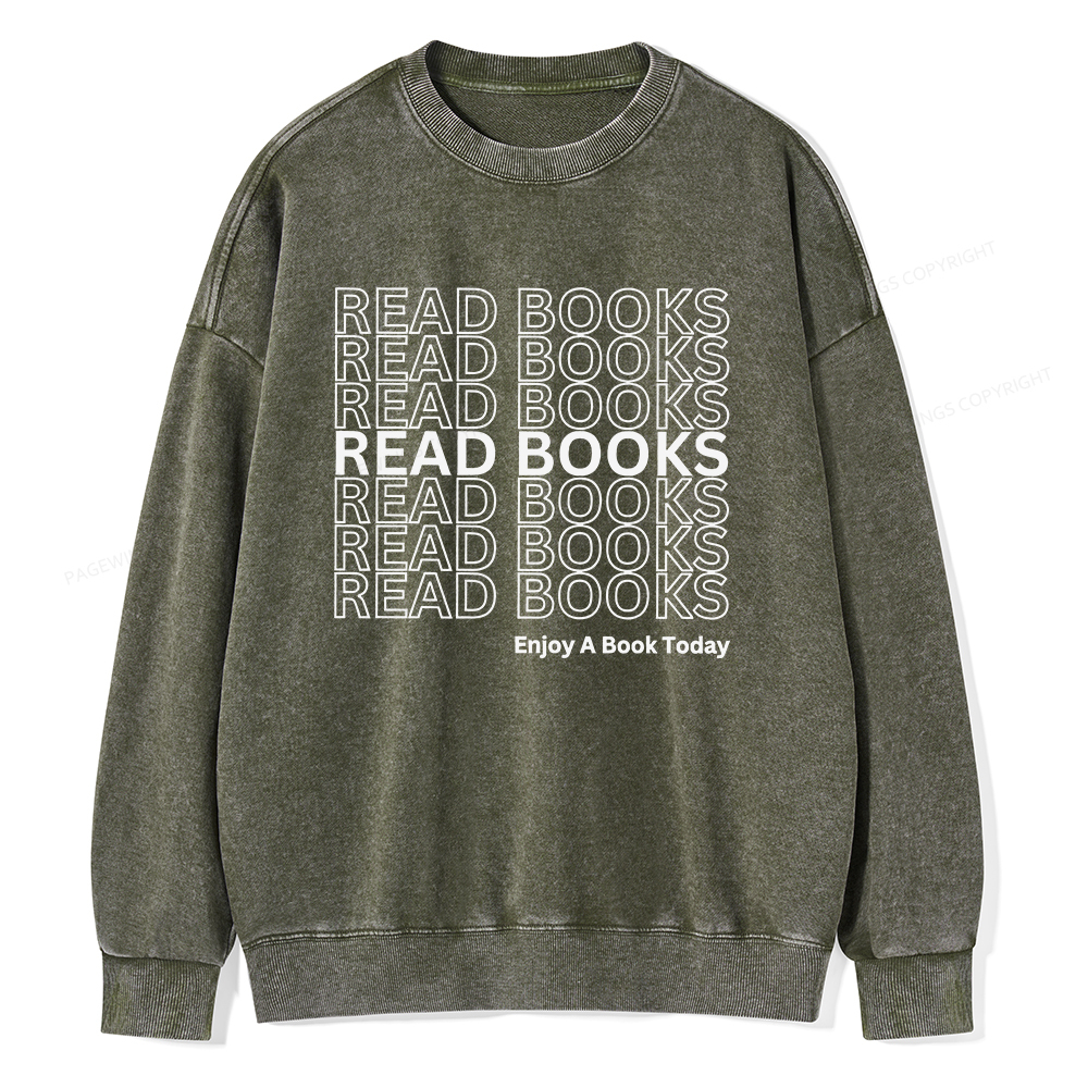 Pagewings Read Books Librarian Unisex Washed Sweatshirt
